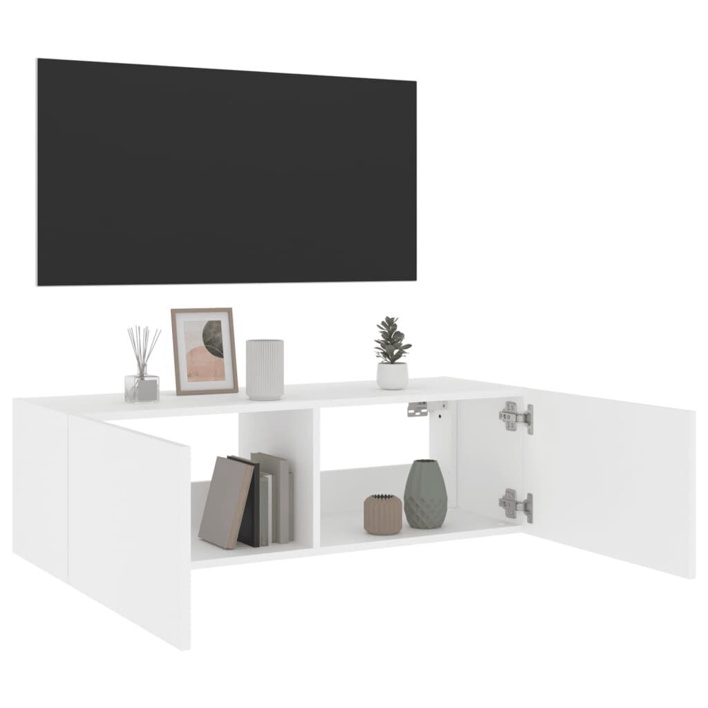 TV Wall Cabinet with LED Lights White 100x35x31 cm Price