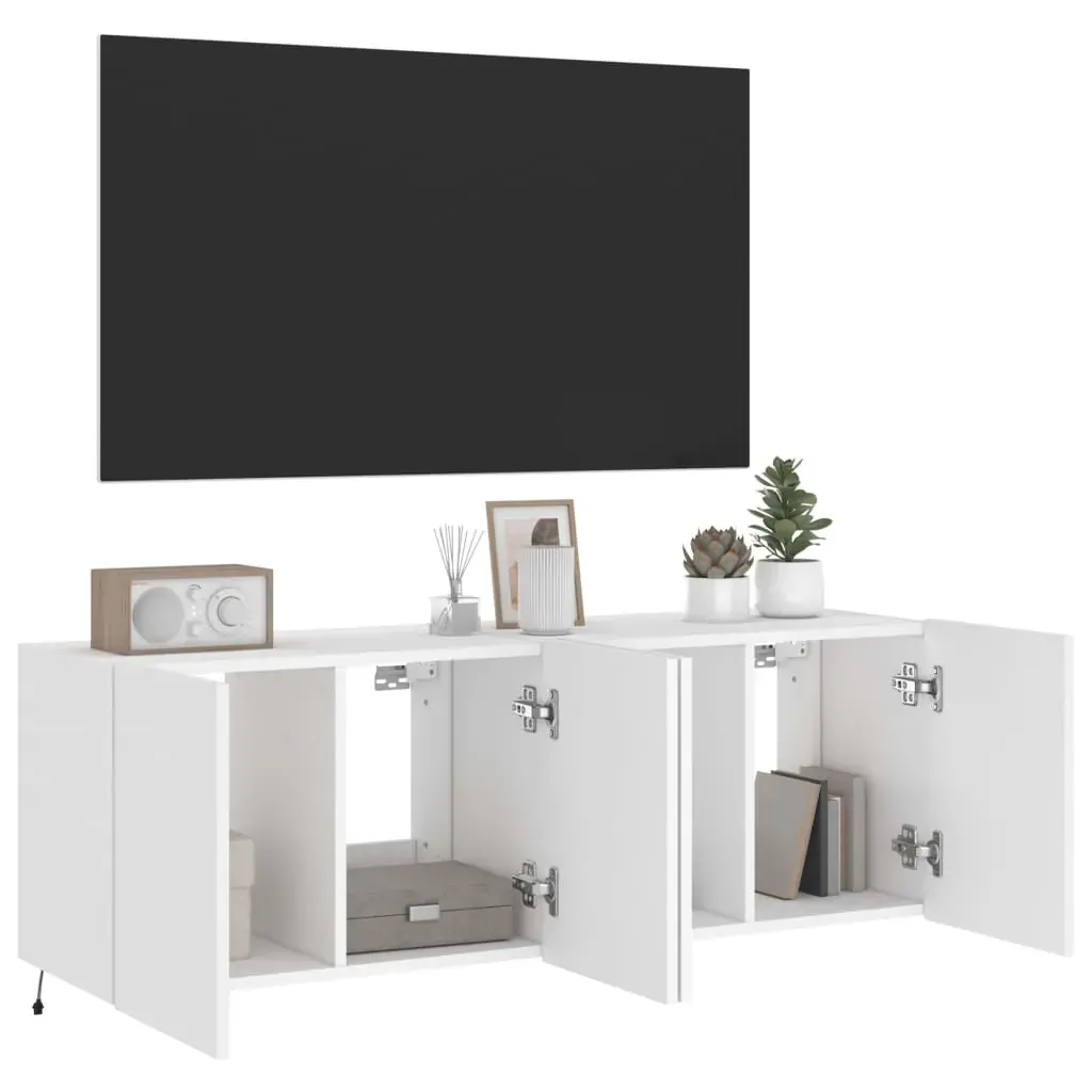 TV Wall Cabinets with LED Lights 2 pcs White 60x35x41 cm Price