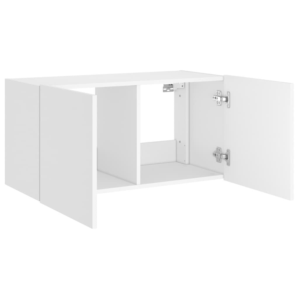 TV Wall Cabinet with LED Lights White 80x35x41 cm Price