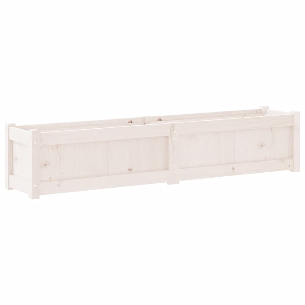 Garden Planter White 150x31x31 cm Solid Wood Pine Price