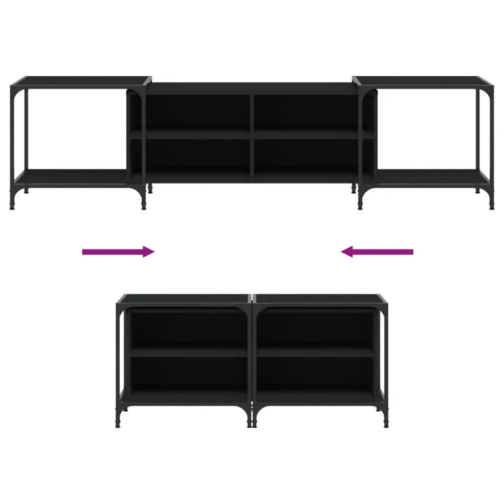 TV Cabinet Black 203x37x50 cm Engineered Wood Price