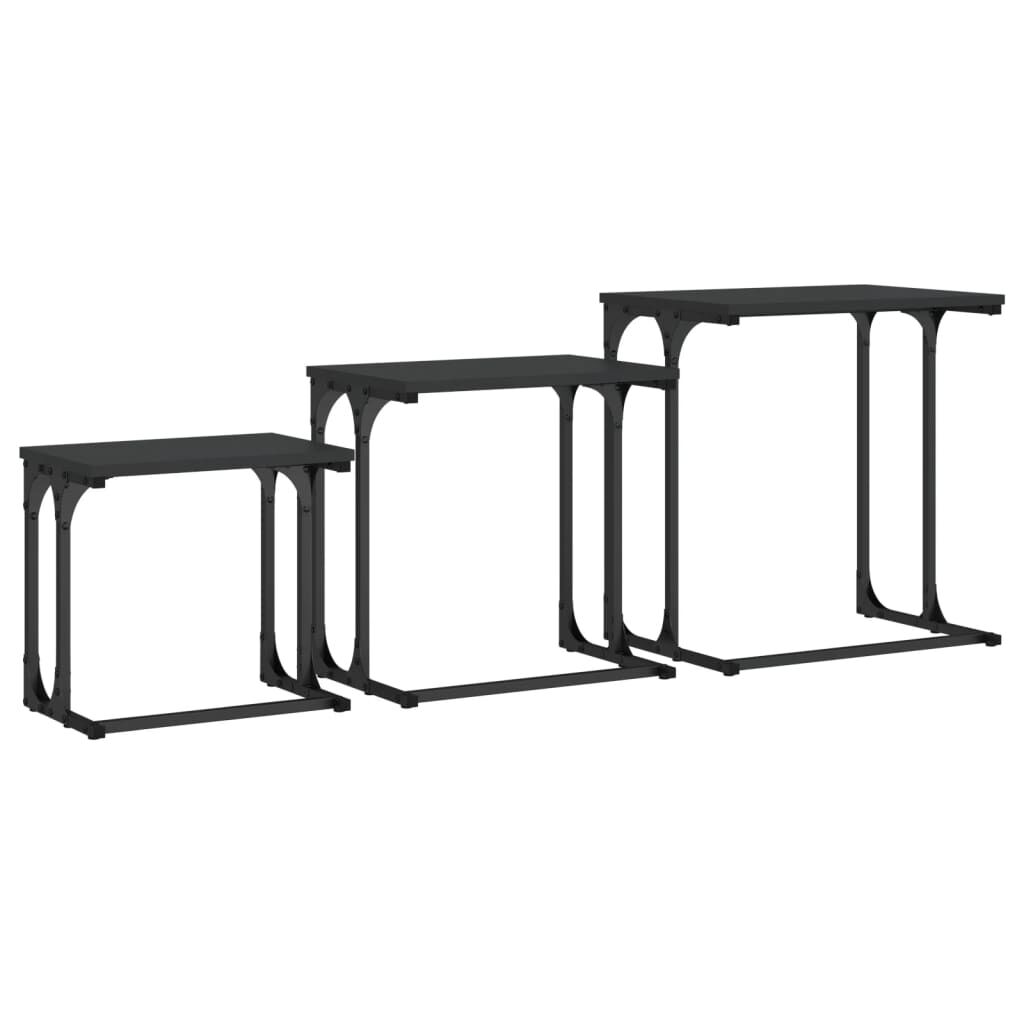 Nesting Coffee Tables 3 pcs Black Engineered Wood Price