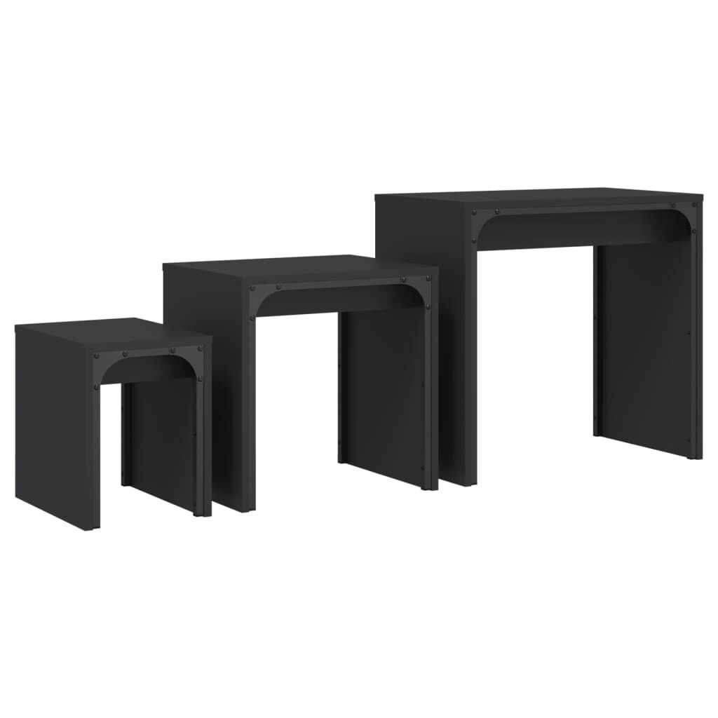 Nesting Coffee Tables 3 pcs Black Engineered Wood Price