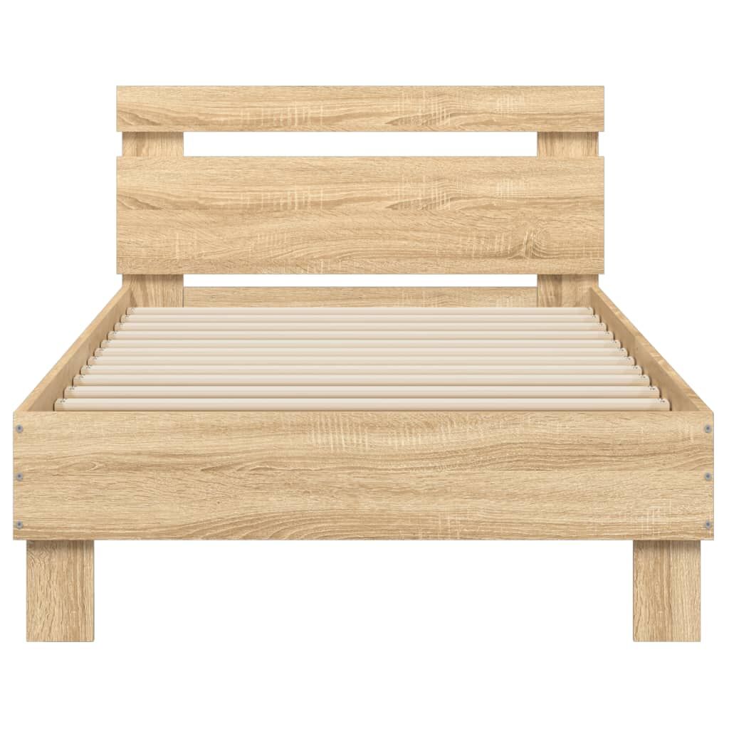Bed Frame without Mattress with LED Lights Sonoma Oak 90x190 cm Price