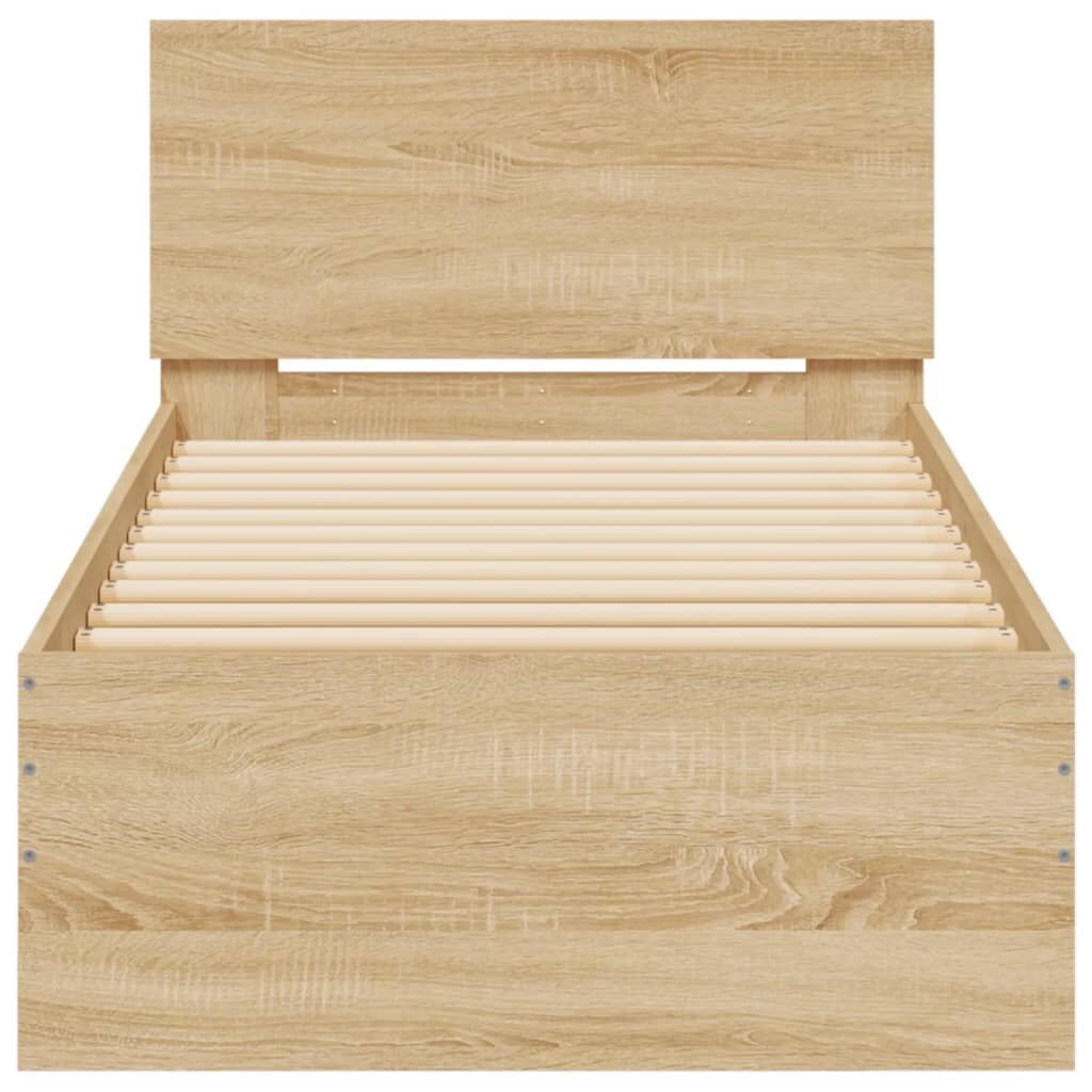 Bed Frame without Mattress with LED Lights Sonoma Oak 90x190 cm Price