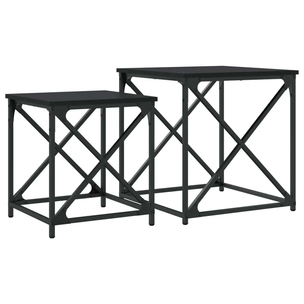 Nesting Coffee Tables 2 pcs Black Engineered Wood Price