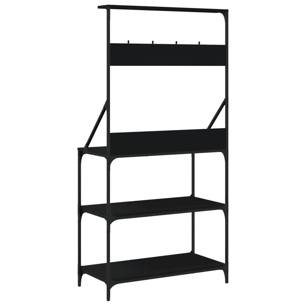 Baker's Rack with Hooks 4-Tier Black Engineered Wood Price