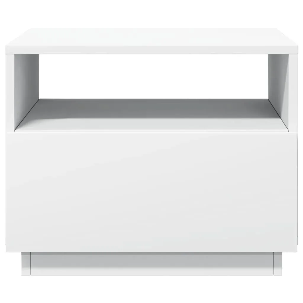 Coffee Table with LED Lights White 50x49x40 cm Price