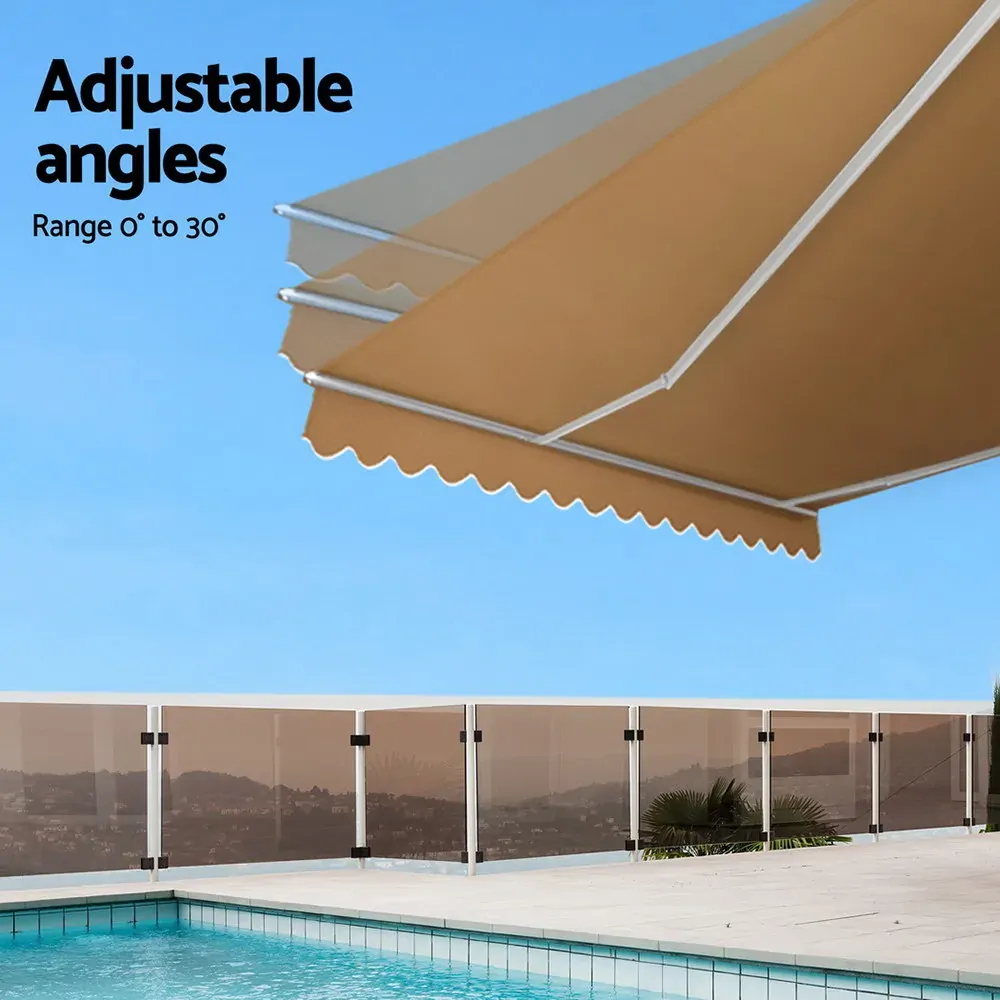 Retractable Folding Arm Awning Motorised Remoter Sunshade 2.5Mx2M Beige Price