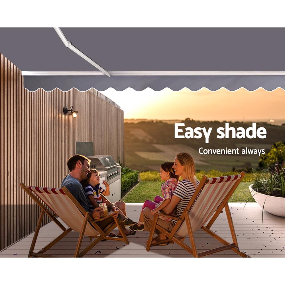 Instahut Retractable Folding Arm Awning Motorised Sunshade 2.5Mx2M Grey Price