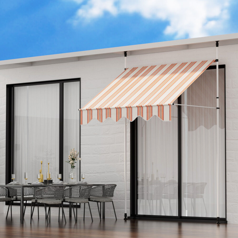 Window Fixed Pivot Arm Awning Outdoor Door Canopy 2X1.8M Beige/Brown Price