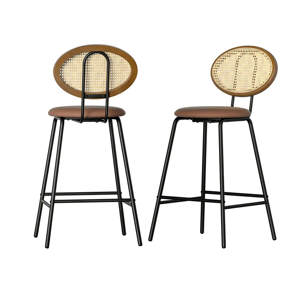 2x Bar Stools PU Leather Stools Brown Price