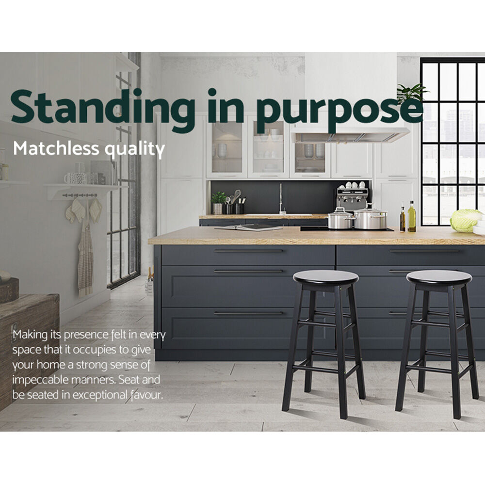 Artiss 2x Bar Stools Round Chairs Wooden Black Price