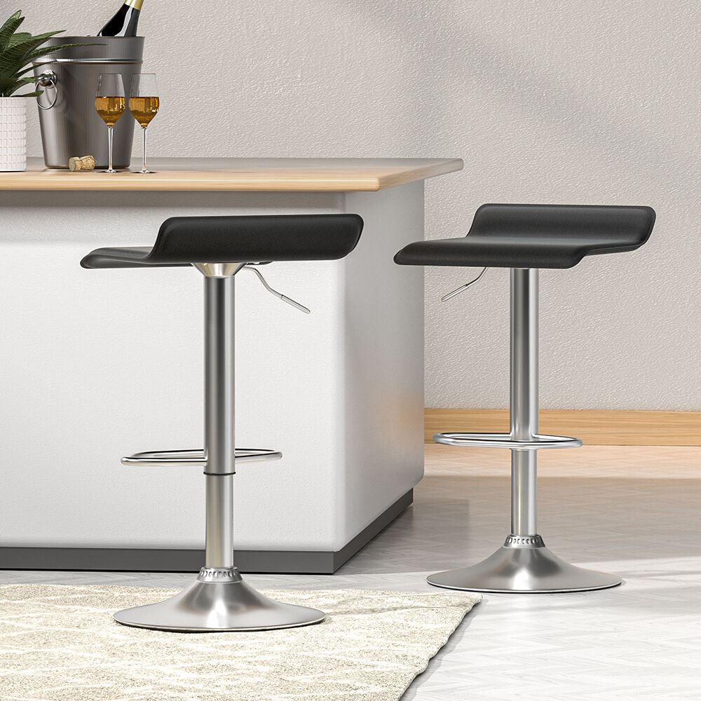 Artiss 2x Bar Stools Faux Leather Chair Black Price