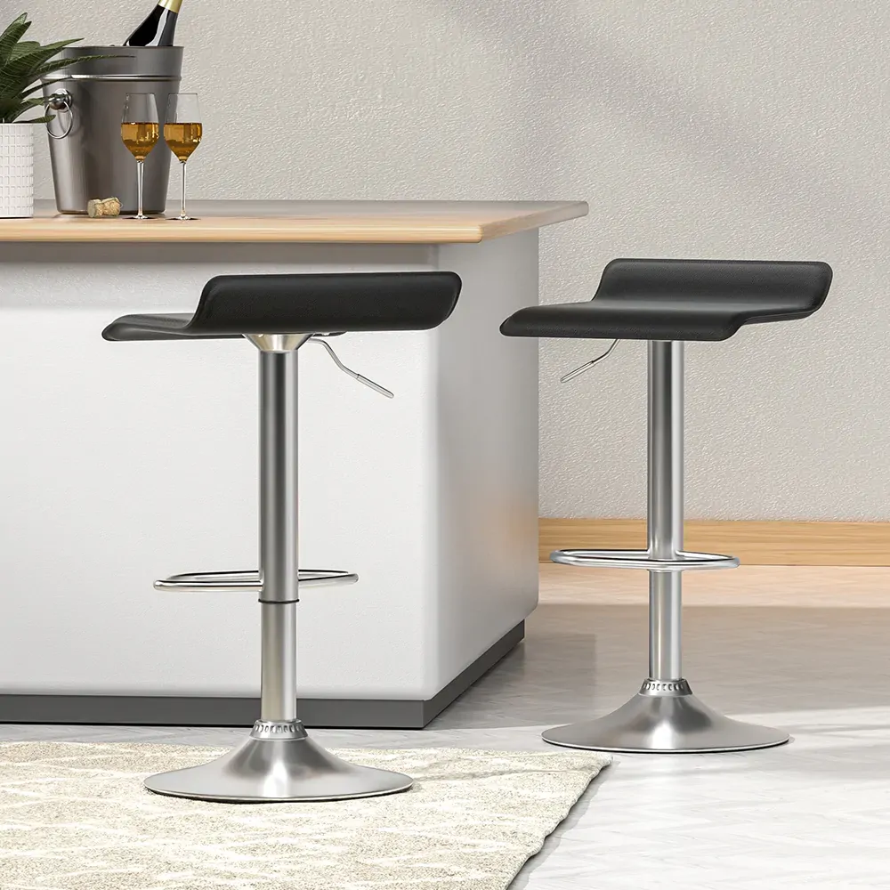 2x Bar Stools Faux Leather Chair Black Price