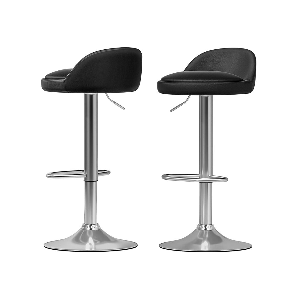 Artiss 2x Bar Stools PU Leather Gas Lift Black Price