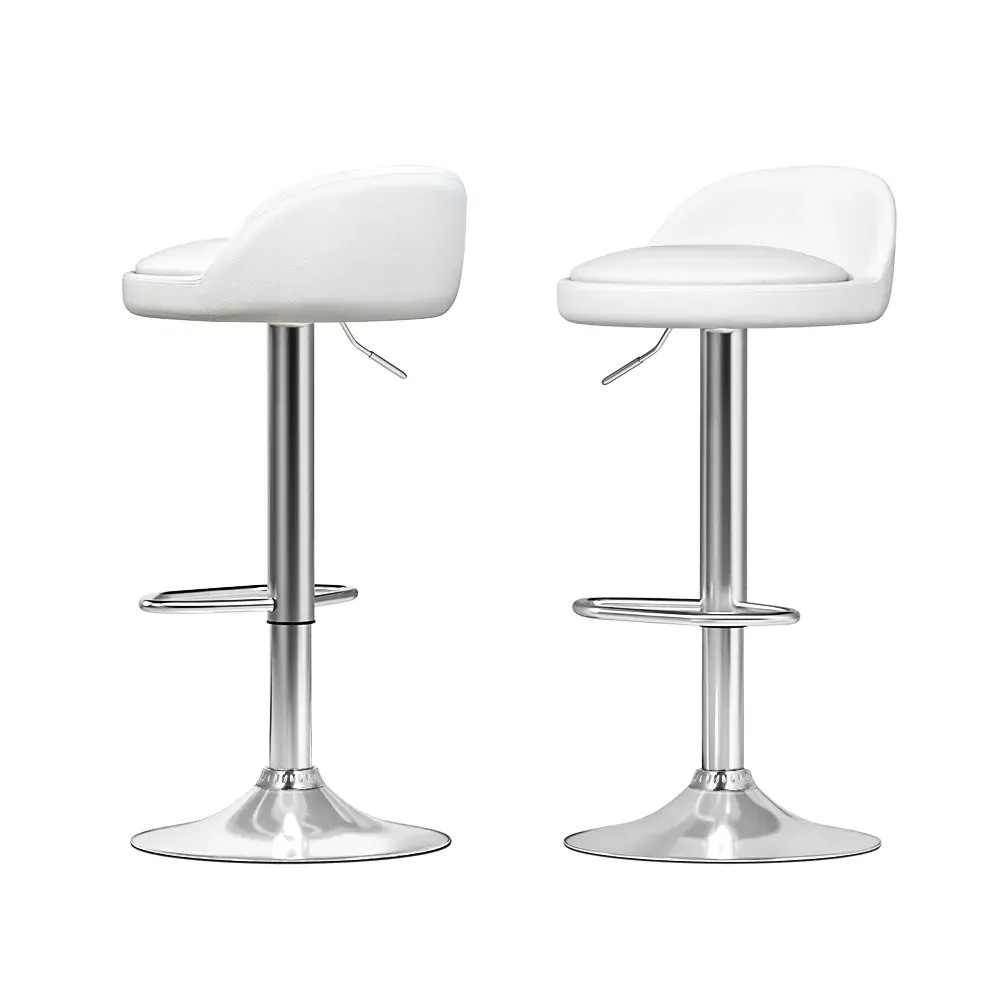 2x Bar Stools PU Leather Gas Lift White Price