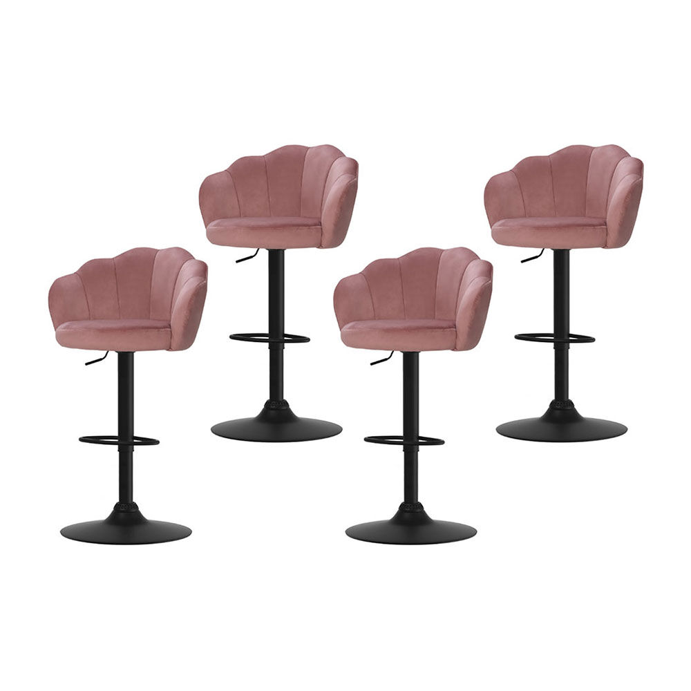 Artiss 4x Bar Stools Gas Lift Velvet Pink Price