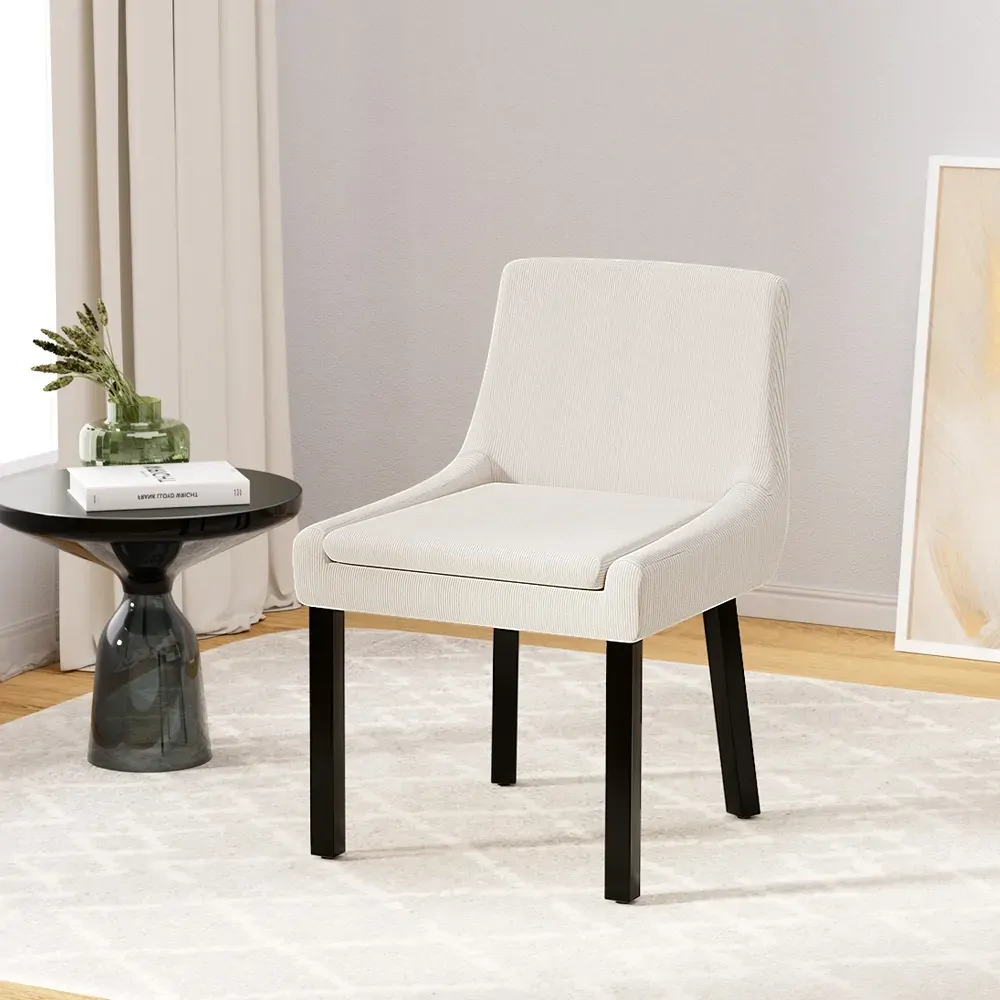 Dining Chairs Set of 2 Corduroy Wooden Beige Price