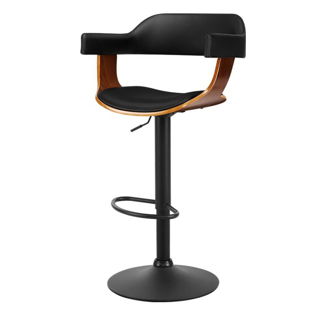Artiss Bar Stools Gas Lift Leather w/Armrest All Black Price