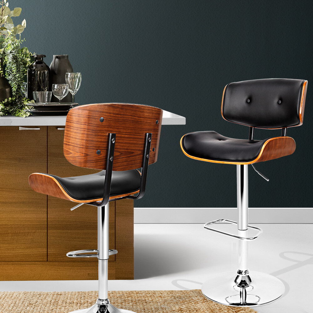 Artiss Bar Stools Gas Lift Leather Black Price