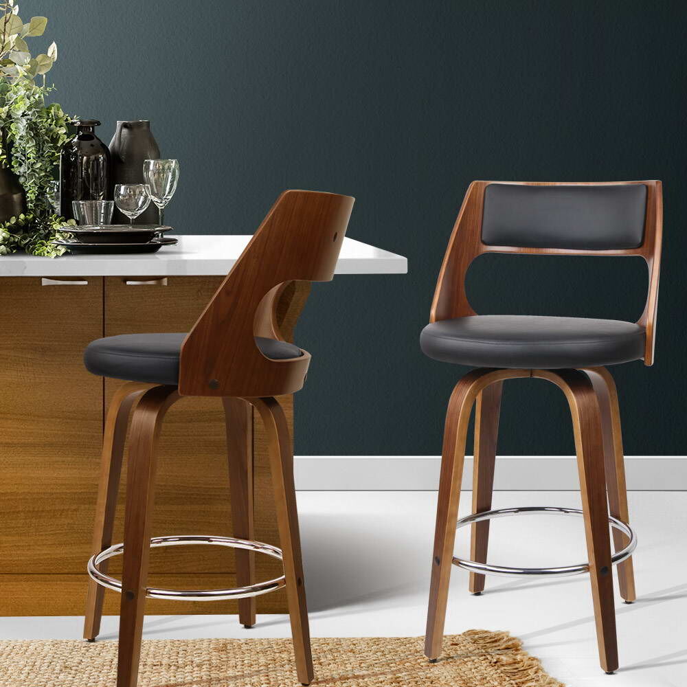 Artiss 2x Bar Stools Swivel Leather Chair 65cm Price