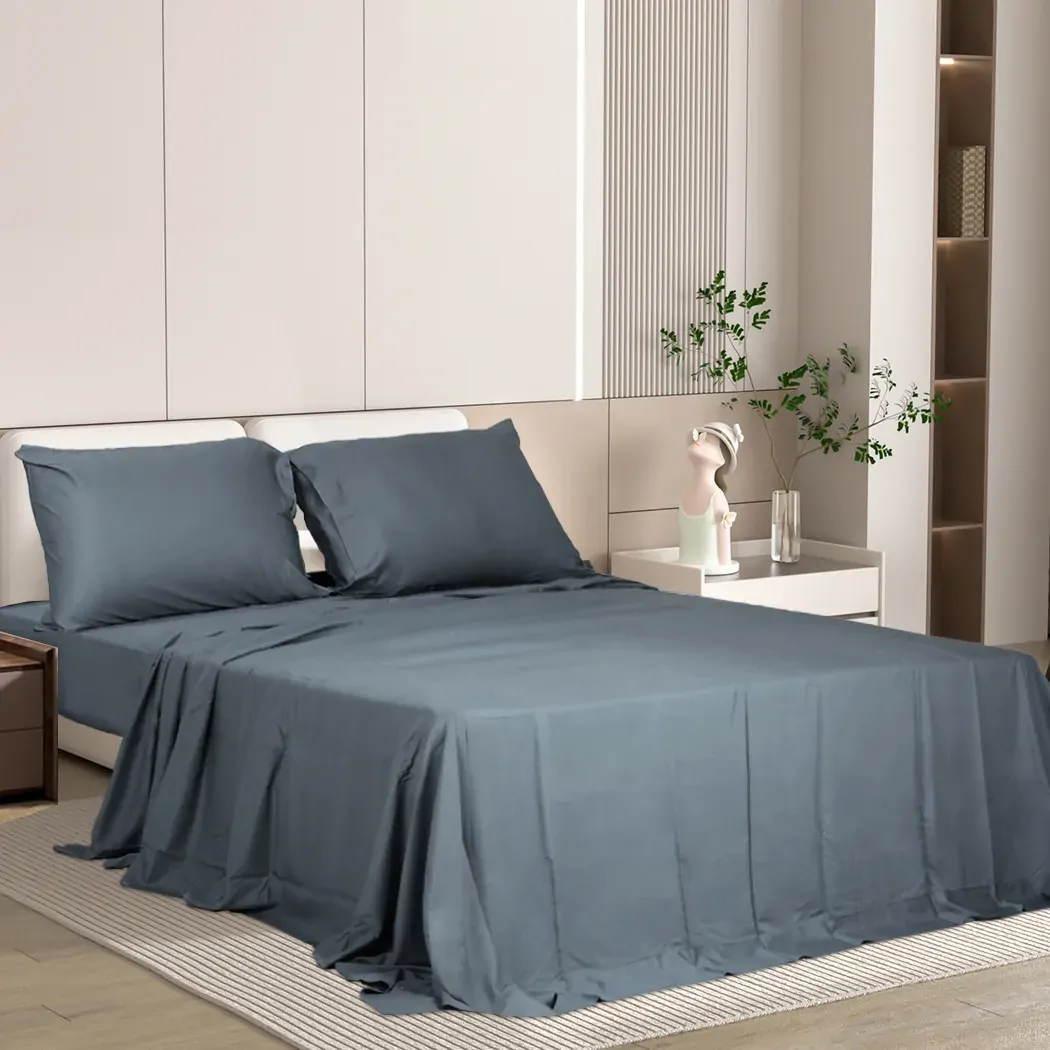 4pcs Double Size 100% Bamboo Bed Sheet Set in Charcoal Colour Price