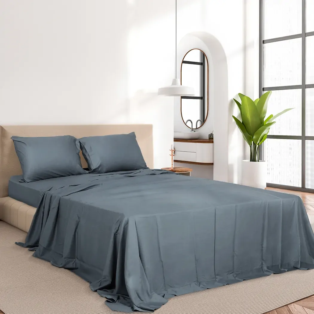4pcs queen size 100% bamboo bed sheet set in charcoal lcolour Price