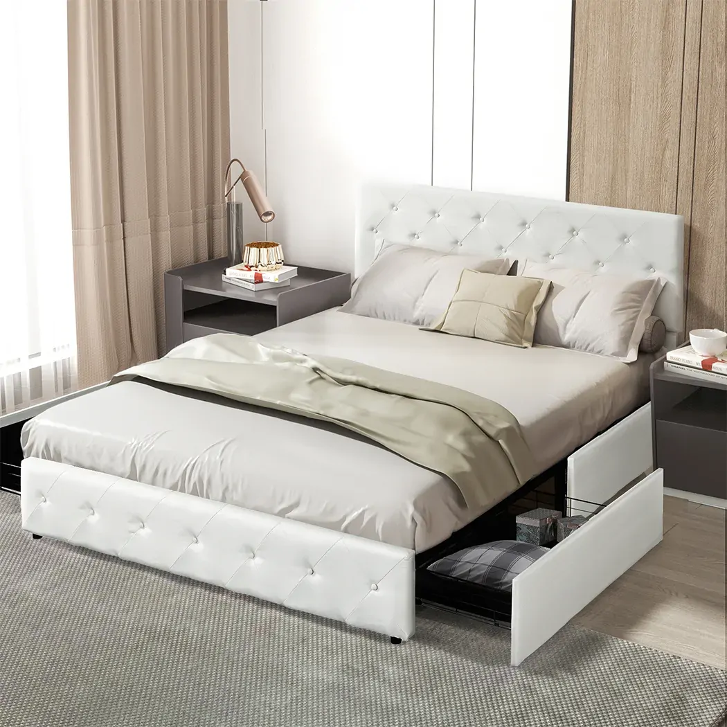 Queen Bed Frame Tufted 4 Drawer Price