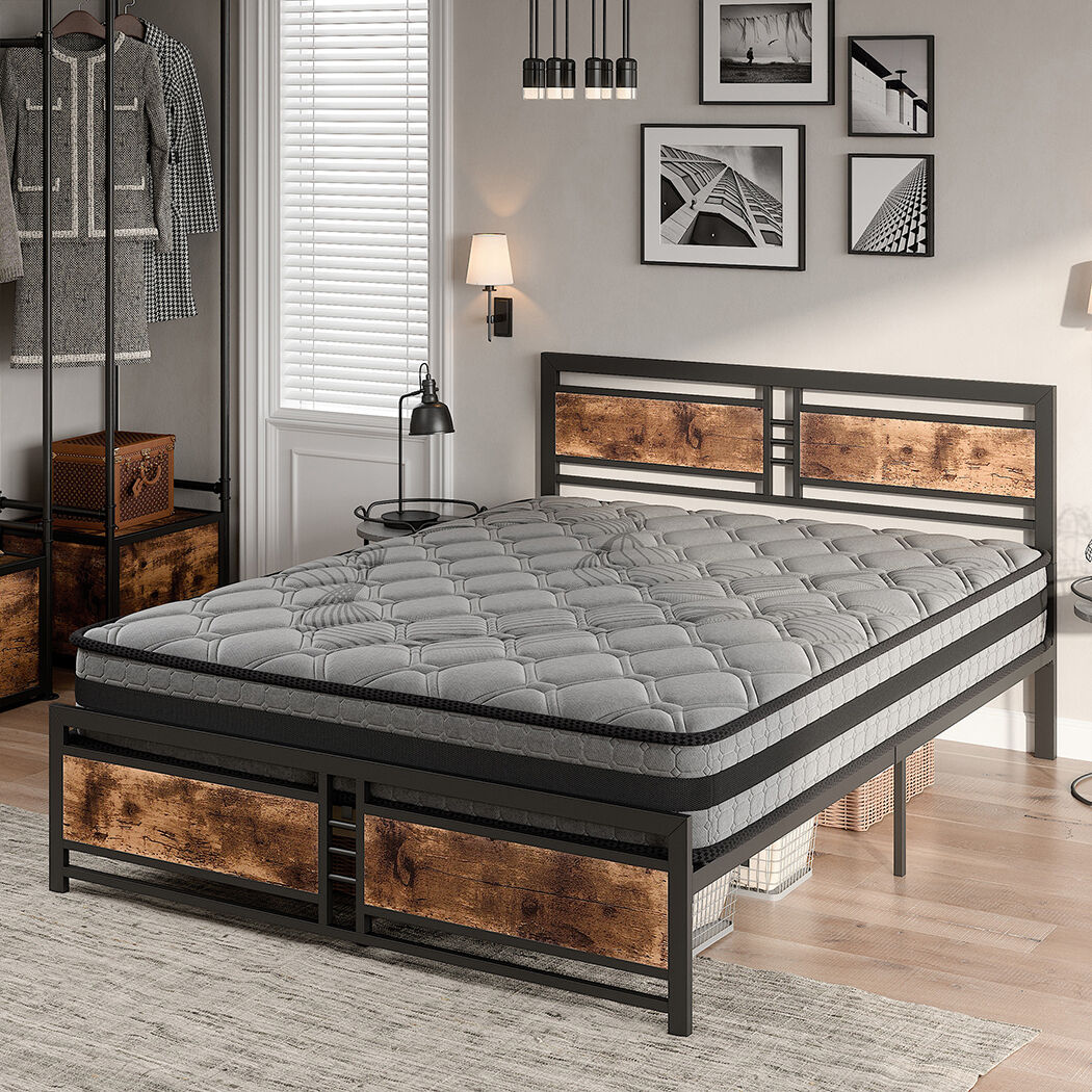metal bed frame mattress base set wood double Price