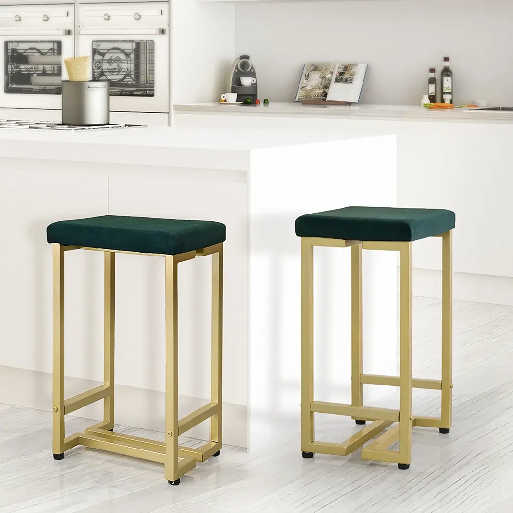 2x bar stools velvet backless Price