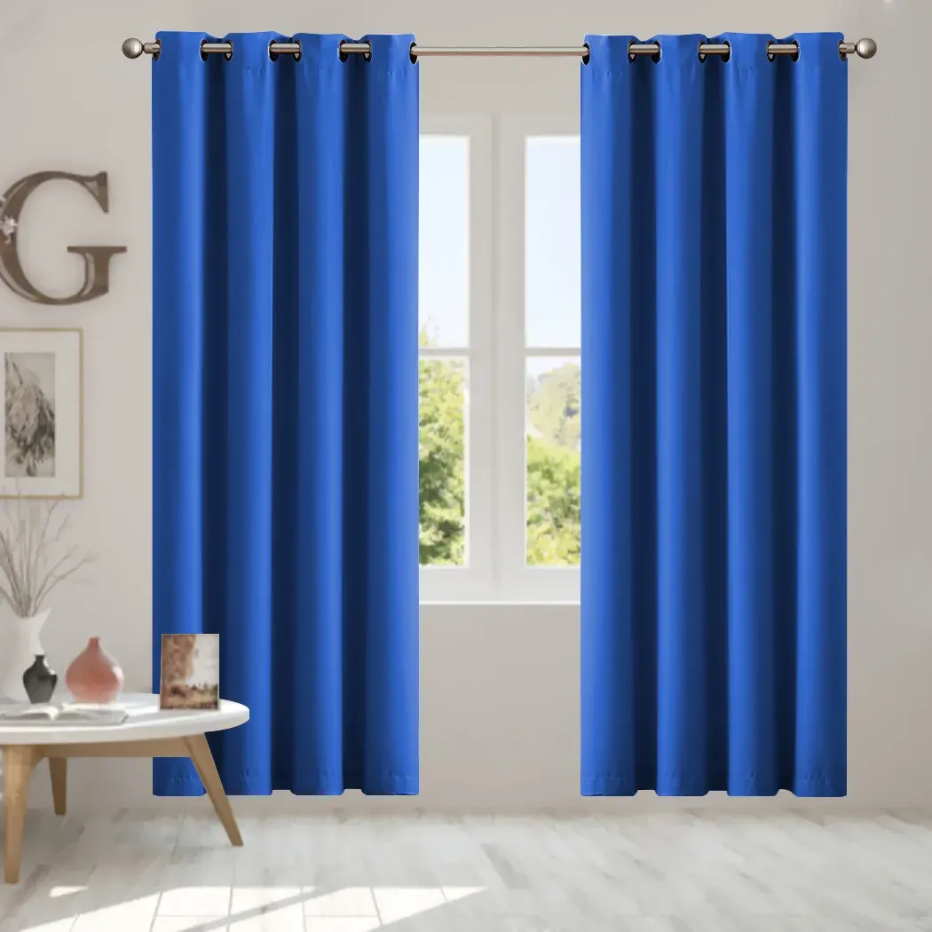 2x blockout curtains panels 3 layers blue Price