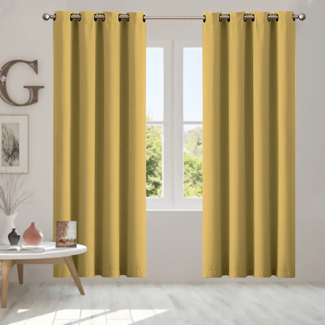 2x blockout curtains panels 3 layers mustard Price