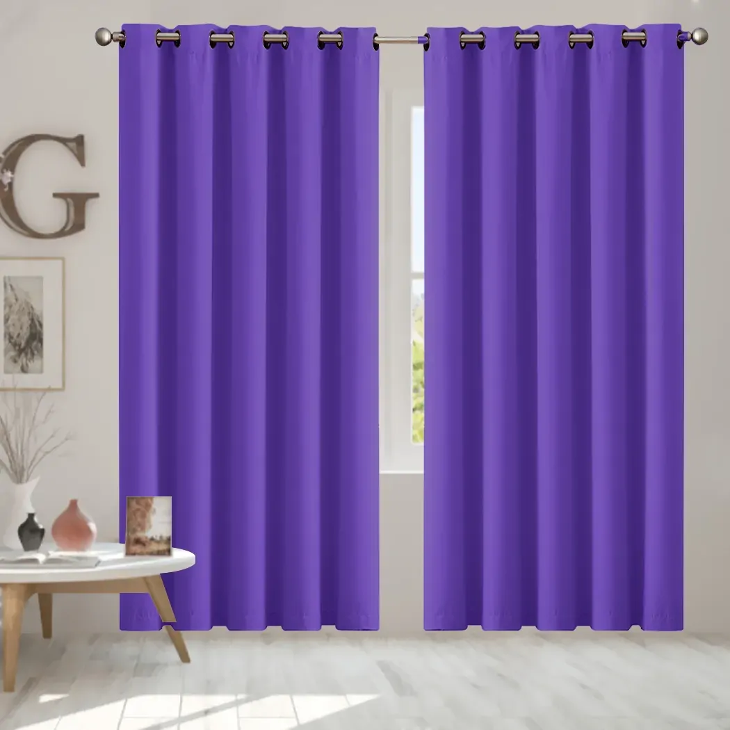 2x blockout curtains panels 3 layers purple Price