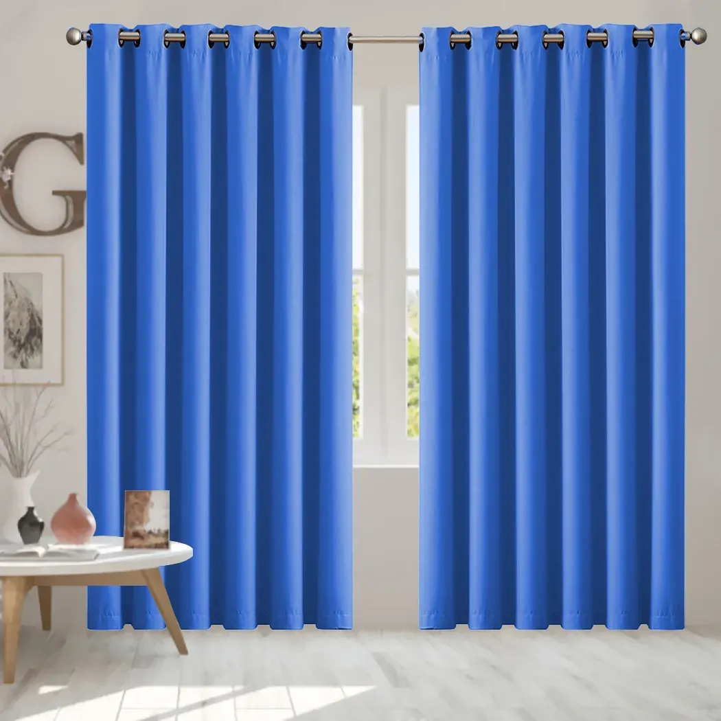 2x blockout curtains panels 3 layers blue Price