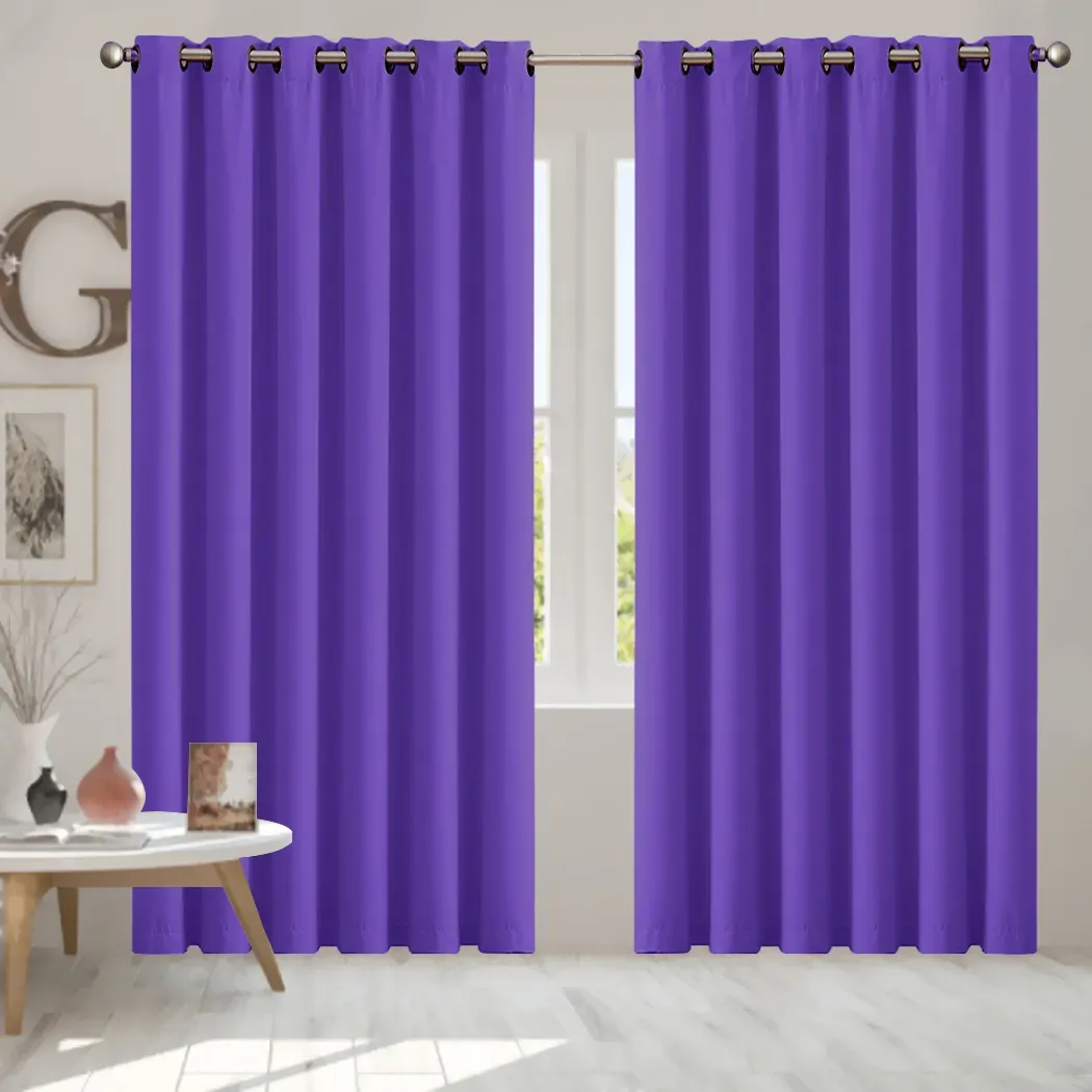 2x blockout curtains panels 3 layers purple Price