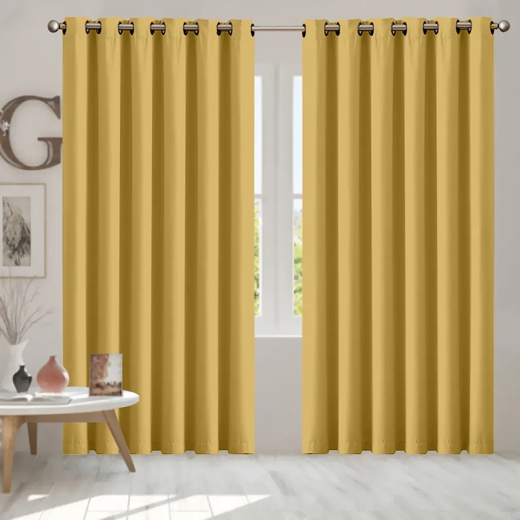 2x blockout curtains panels 3 layers mustard Price