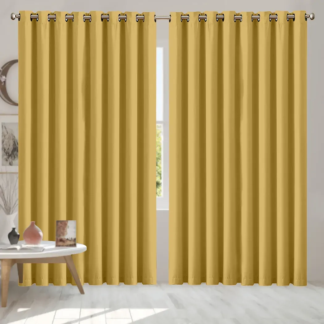 2x blockout curtains panels 3 layers mustard cd1003-300x230-gy Price