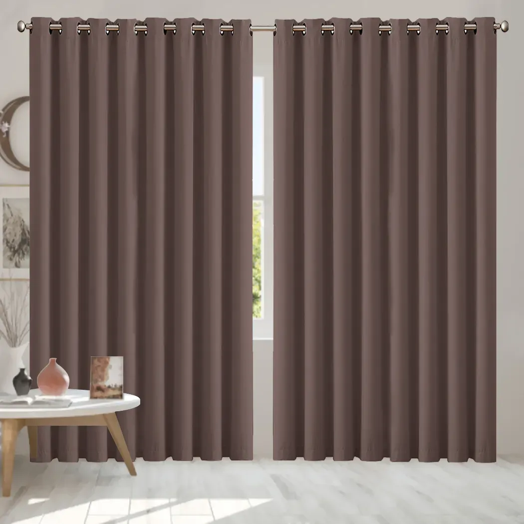 2x blockout curtains panels 3 layers taupe cd1003-300x230-gy Price
