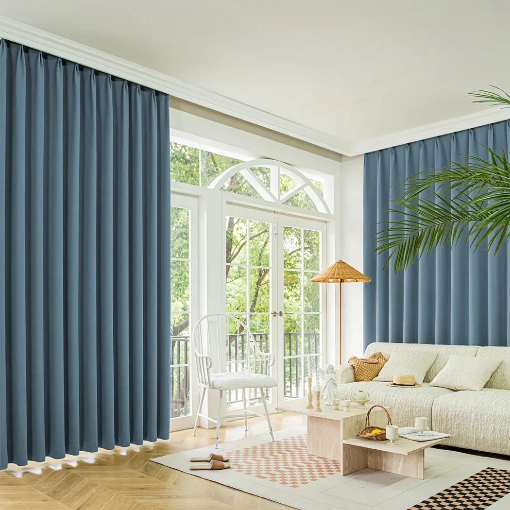 2xblockout curtains chenille 132x250 blue Price