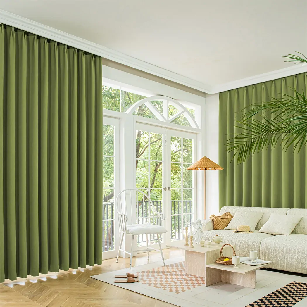 2xblockout curtains chenille 240x250 green Price
