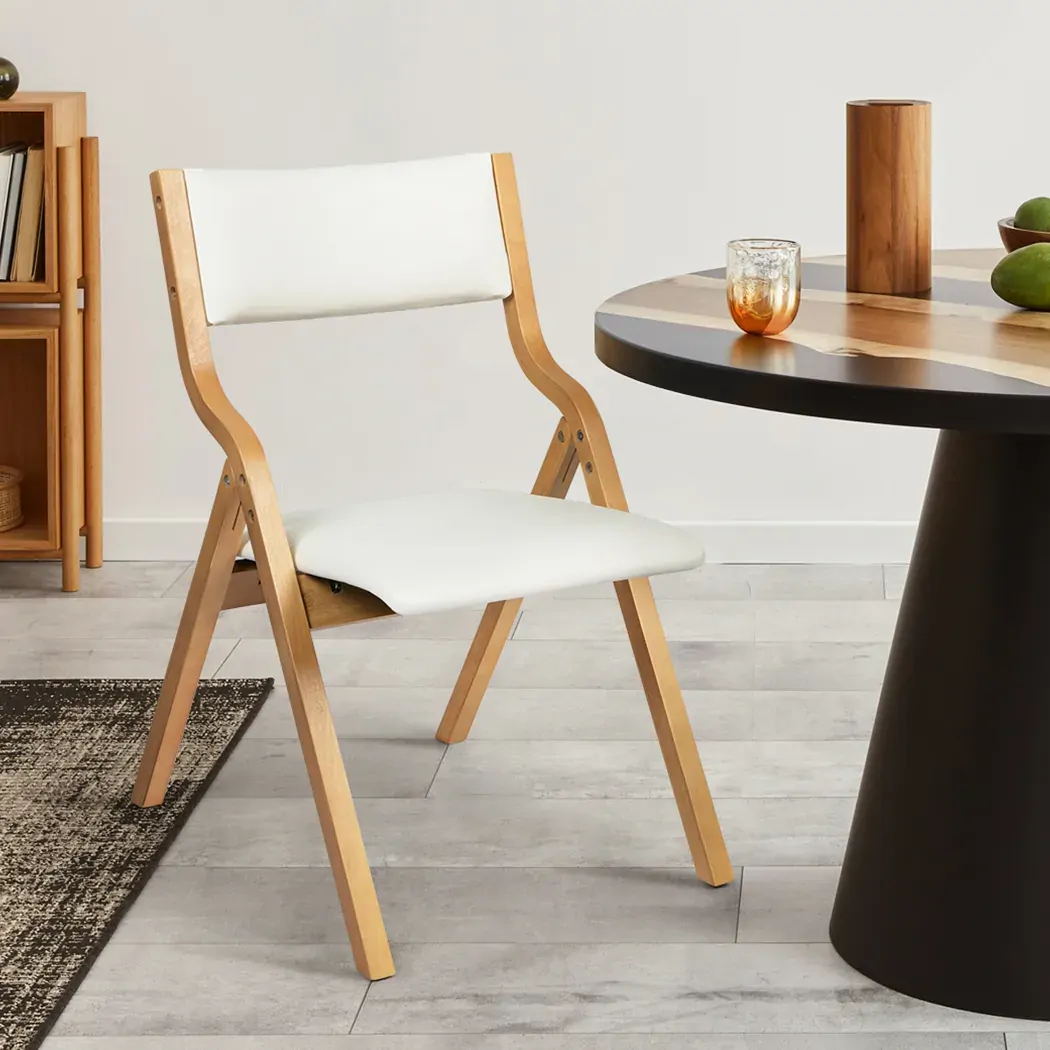 2x dining chairs foldable pu beige Price
