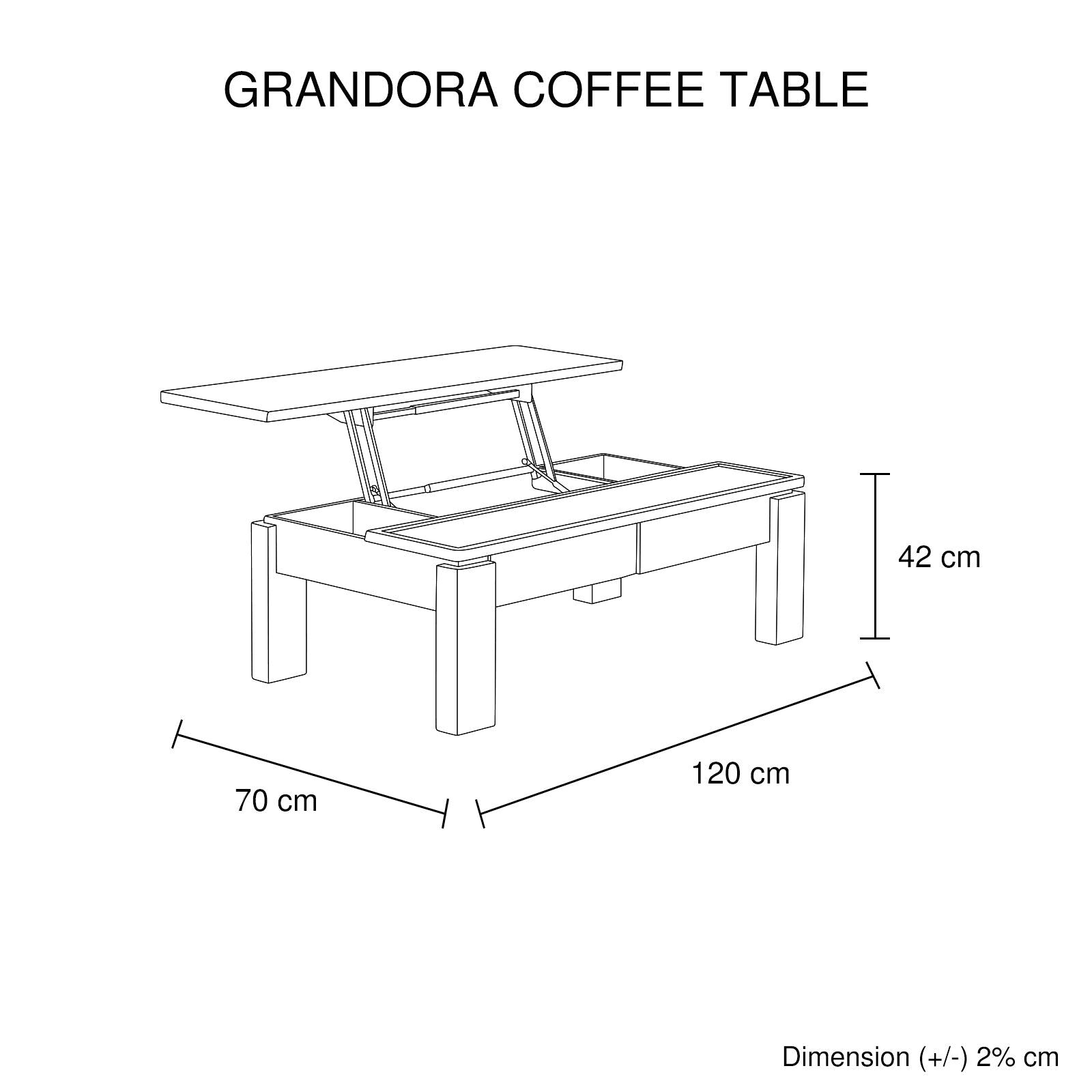 Grandora Coffee Table Black & White Glossy Colour Price