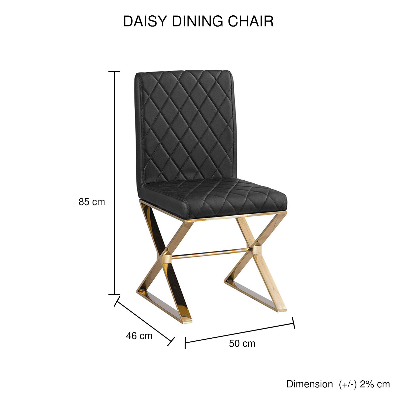 Daisy 2x Dining Chair Stainless Gold Frame & Seat Black Pu Leather (SH034) Price