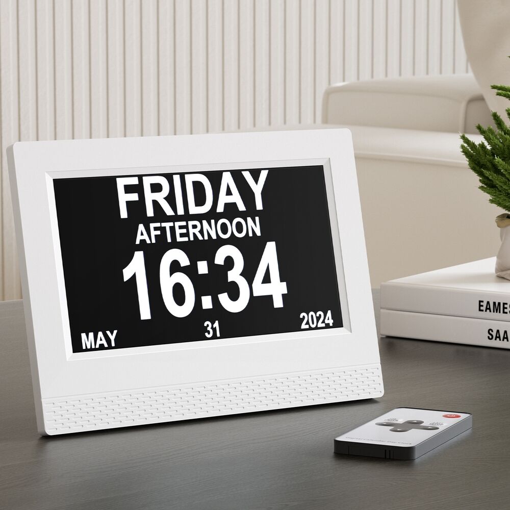 7" Digital Day Clock Calendar Alarm White Price