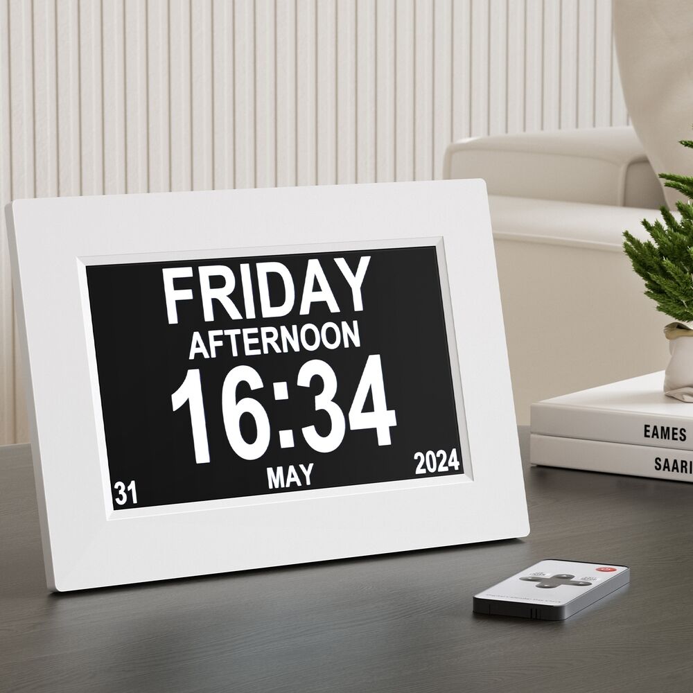8" Digital Day Clock Calendar Alarm White Price