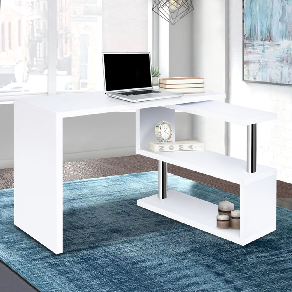 Computer Desk L-Shape Bookshelf White Price
