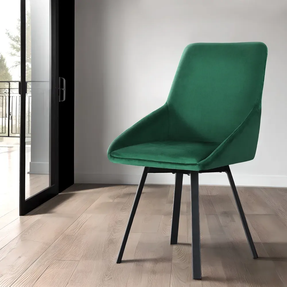 Dining Chairs Set of 2 Velvet Swivel Base Green Price