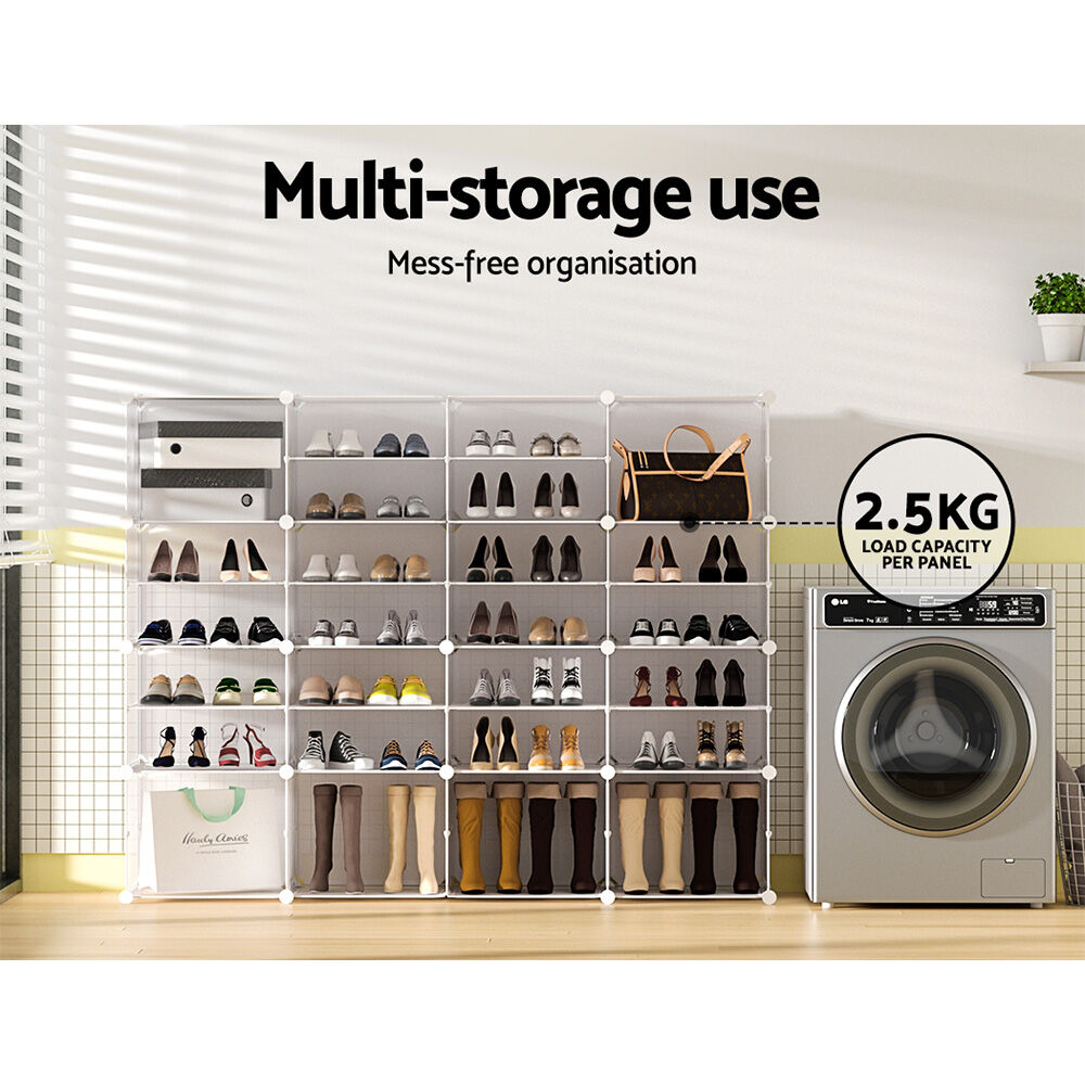 Artiss Shoe Rack DIY 16 Storage Cube Stackable White Price