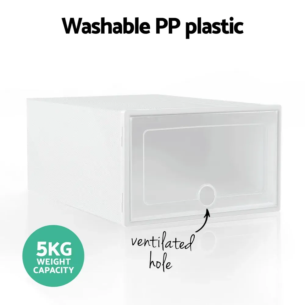 Shoe Box Set of 12 Storage Case Stackable Plastic Shoe Cabinet Cube White Price